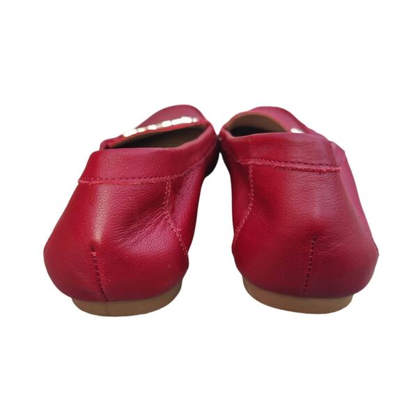 Red Leather Slip On loafers sz 9 - Picture 4 of 8